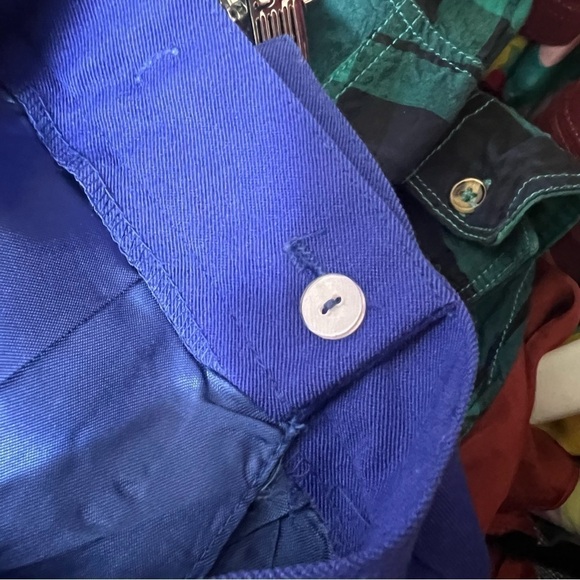 Vintage Christian Dior Blue Pleated Wool Pants - Picture 2 of 11